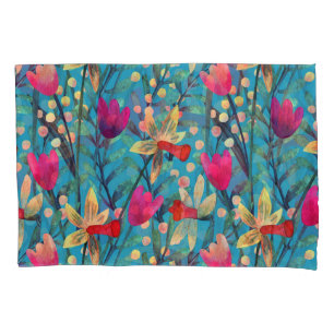 Bright Watercolor: Floral Seamless Design. Pillowcase