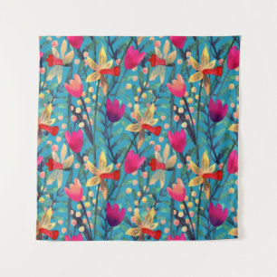 Bright Watercolor: Floral Seamless Design. Tapestry