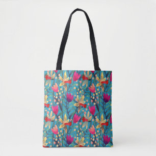 Bright Watercolor: Floral Seamless Design. Tote Bag