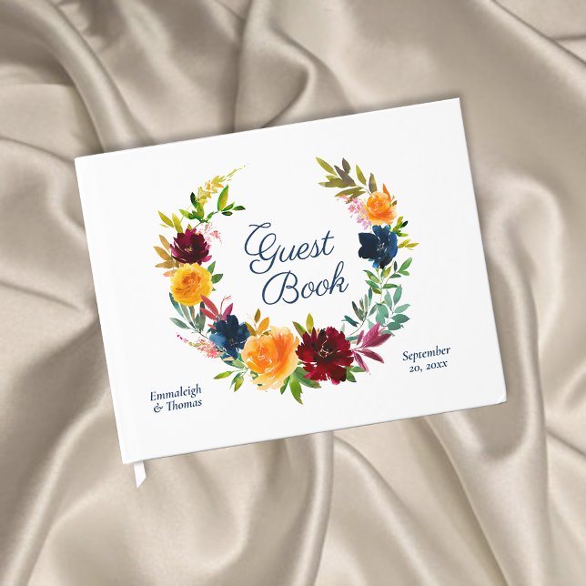 Bright Watercolor Floral Wedding Guest Book (Creator Uploaded)