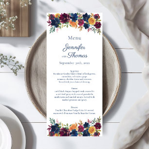 Bright Watercolor Floral Wedding Menu
