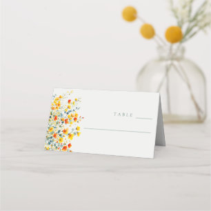 Bright Watercolor Floral Wedding Place Card