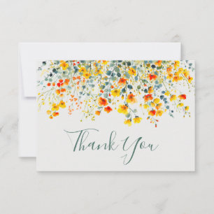 Bright Watercolor Floral Wedding Thank You Card