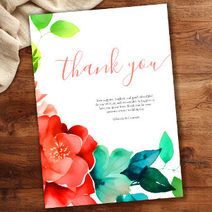 Bright Watercolor Floral Wedding Thank You Card