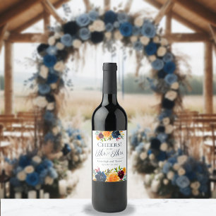 Bright Watercolor Floral Wedding Wine Label