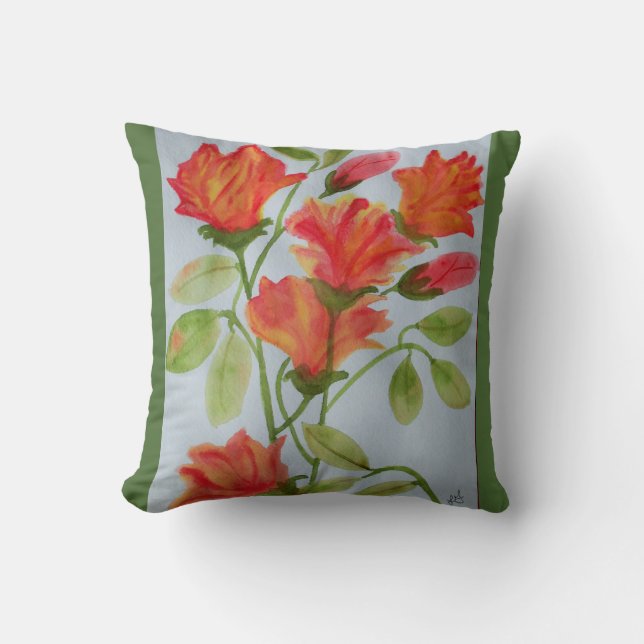 Bright watercolor flowers cushion (Front)