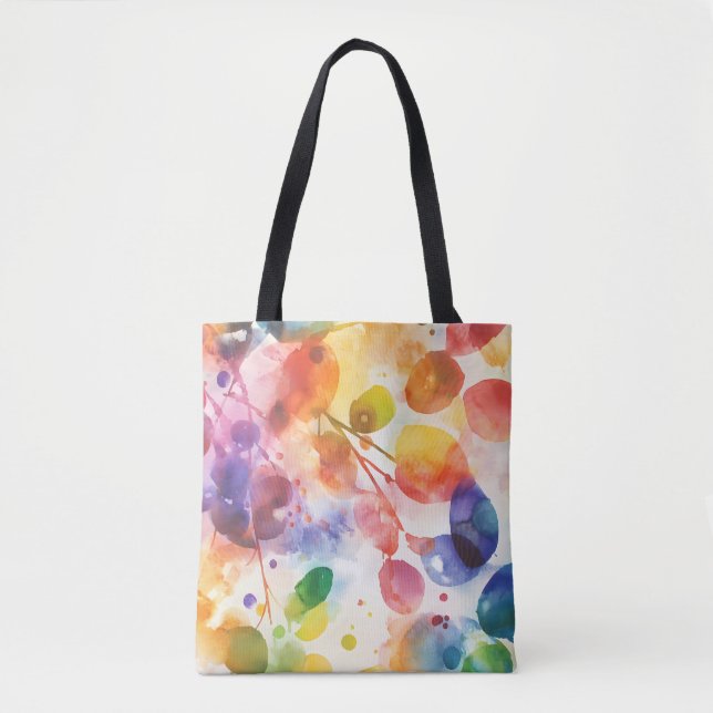 Bright Watercolor Leaves Tote Bag (Front)