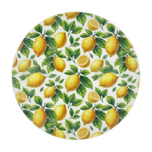 Bright Watercolor Lemons  Cutting Board
