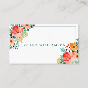 Bright Watercolor Summer Flowers Business Card