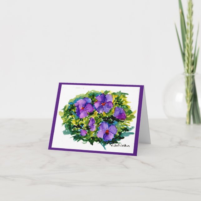 bright watercolor violets notecard (Front)