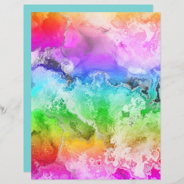 Bright Watercolor Wash 8.5x11 Scrapbook Paper (Front/Back)
