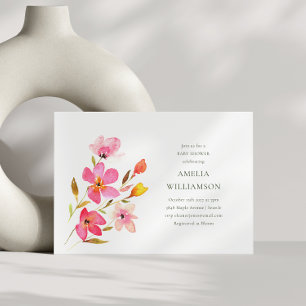 Bright Watercolor Wildflower Baby Shower Girl Invitation