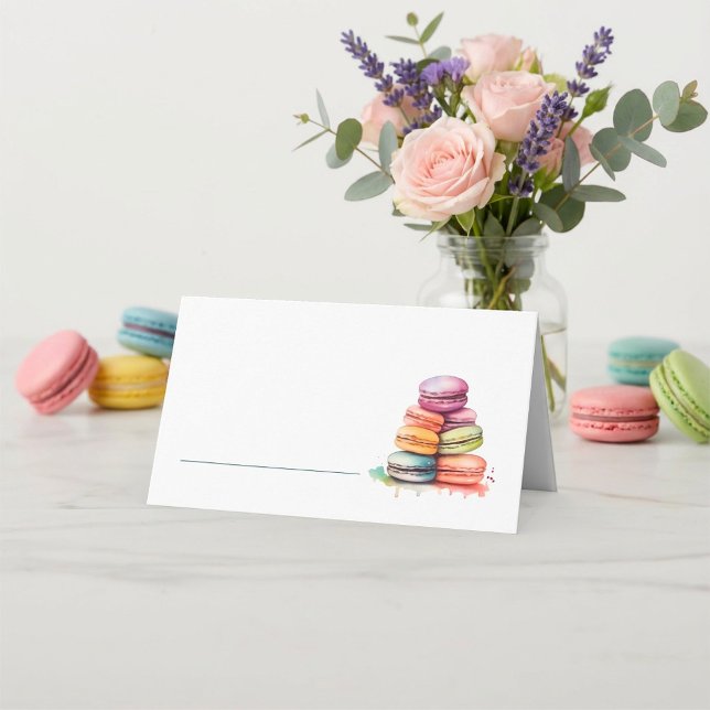 Bright watercolorful macaroons name place card (Bright watercolorful macaroons name place card.)