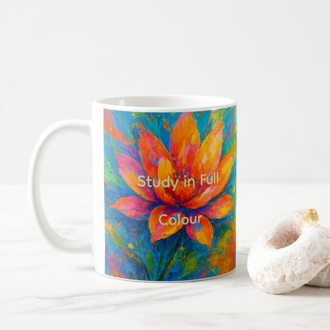 Bright Watercolour Art  Modern Flower Coffee Mug (With Donut)