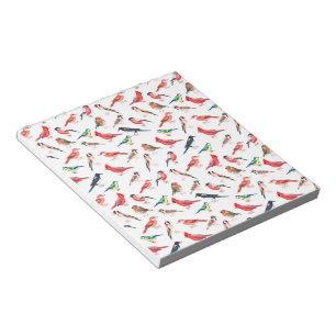 Bright watercolour pattern. Birds Notepad