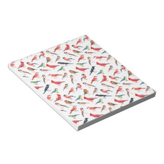 Bright watercolour pattern. Birds Notepad