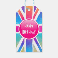 Bright Watercolour Union Jack Flag Happy Birthday