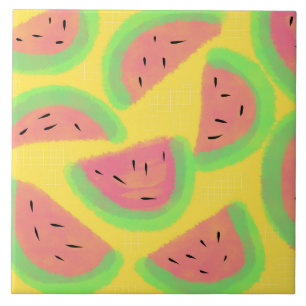 Bright Watermelon Yellow Pink Tile