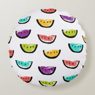 Bright watermelons: colourful seamless pattern. round cushion