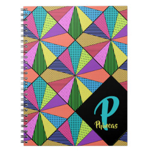 Bright Wedges of Pattern with Big Monogram Notebook