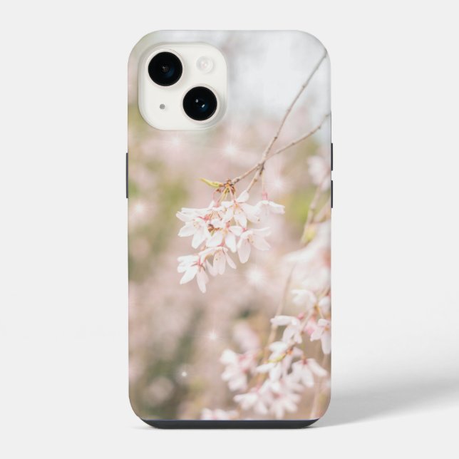 Bright Weeping Cherry Sparkles iPhone Case (Back)