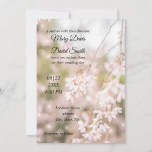 Bright Weeping Cherry Sparkles Wedding Invitation