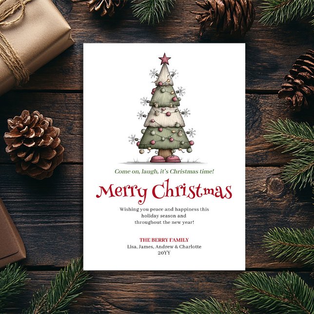 Bright Whimsical Christmas Tree Watercolor Card (Bright Whimsical Christmas Tree Watercolor Card)