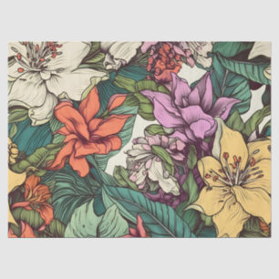 Bright Whimsical Floral Vintage Inspired Tissue Paper