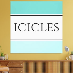 Bright White Cool Teal Polar Blue Stripes ICICLES  Canvas Print