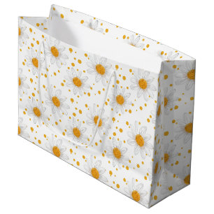 Bright White Daisies with Yellow Centres Large Gift Bag