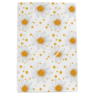 Bright White Daisies with Yellow Centres Medium Gift Bag