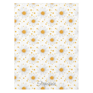 Bright White Daisies with Yellow Centres Tablecloth
