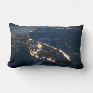 Bright White Florida Lights at Night, NASA Photo Lumbar Cushion