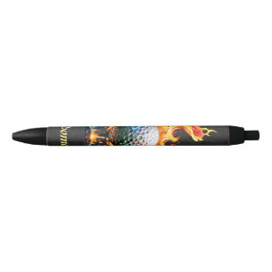 Bright white golf ball black ink pen