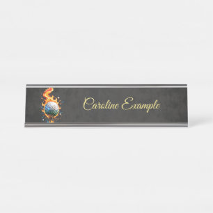 Bright white golf ball desk name plate