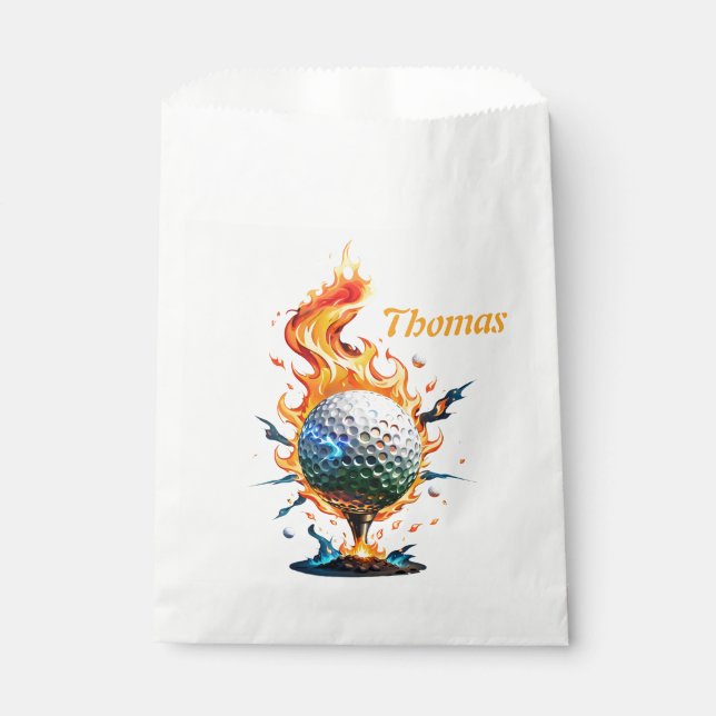 Bright white golf ball favour bags (Front)
