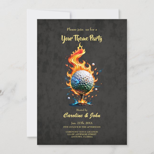 Bright white golf ball  invitation (Front)