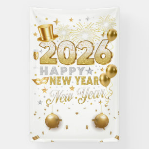Bright White New Year Celebration  Banner
