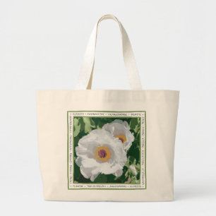 Bright White Peony Tote