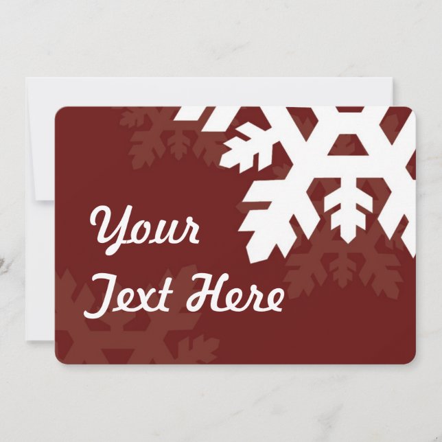 Bright, White Snowflakes against Dark Red Invitation (Front)