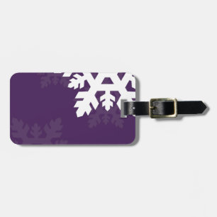 Bright, White Snowflakes against Purple Luggage Tag
