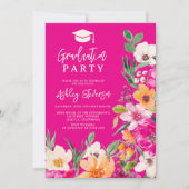 Bright wild flowers script photo graduation invitation (Front)