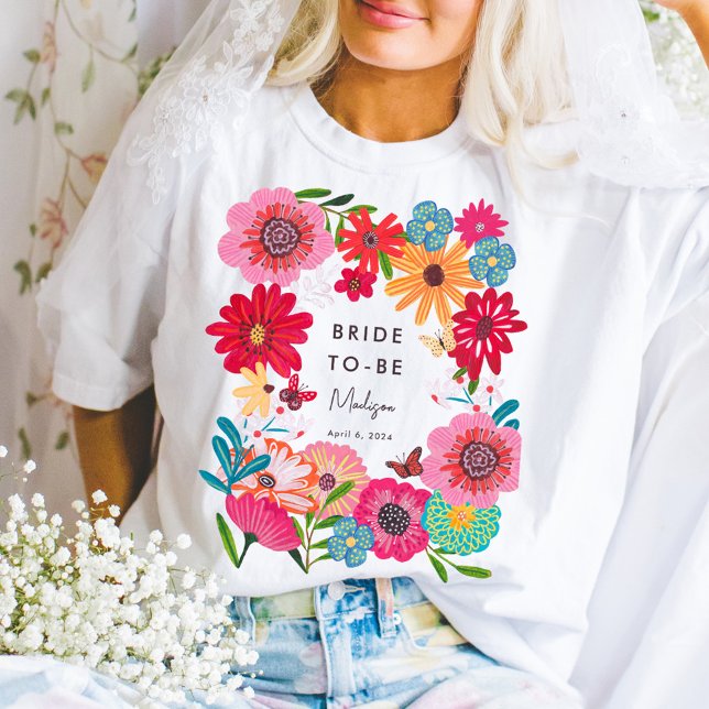 Bright Wildflower Bridal Shower Party T-Shirt (Bright Wildflower Bridal Shower Party T-Shirt)