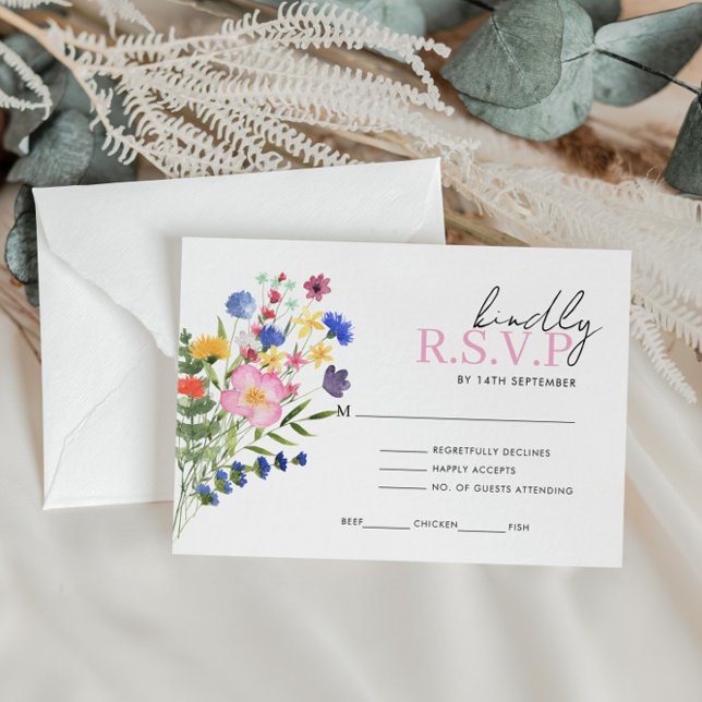 Bright Wildflower Wedding RSVP Response Enclosure Card (Creator Uploaded)