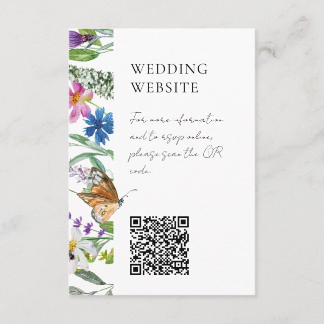 Bright Wildflowers QR Code Wedding Enclosure Card (Front)