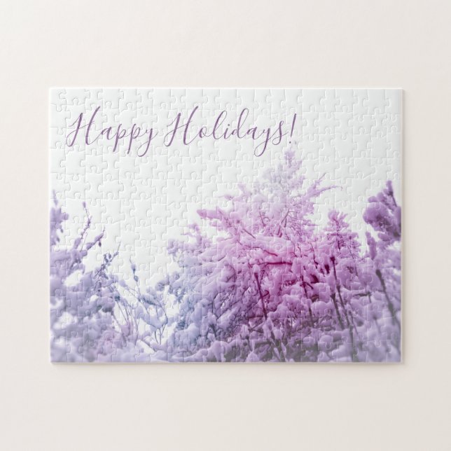 Bright Winter day Pink Violet tinted Snowy trees Jigsaw Puzzle (Horizontal)