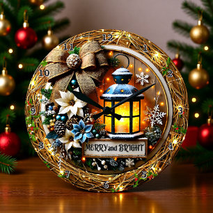 Bright Winter Lantern Large Clock