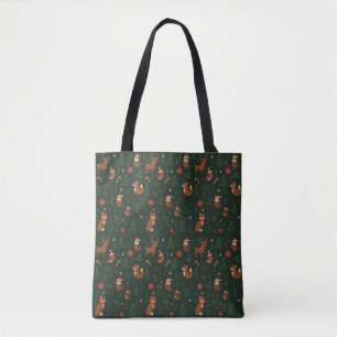 Bright Woodland Christmas Seamless Pattern Tote Bag