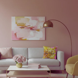  Bright yellow abstract modern brush strokes  Cushion