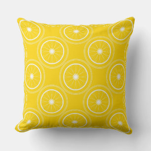  Bright yellow abstract pattern lemon retro Cushion